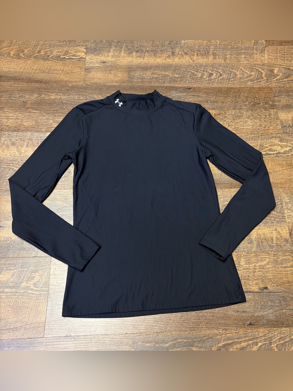 Under Armour ColdGear Mock Neck Fitted Base Layer Shirt Womens Large Black Ski